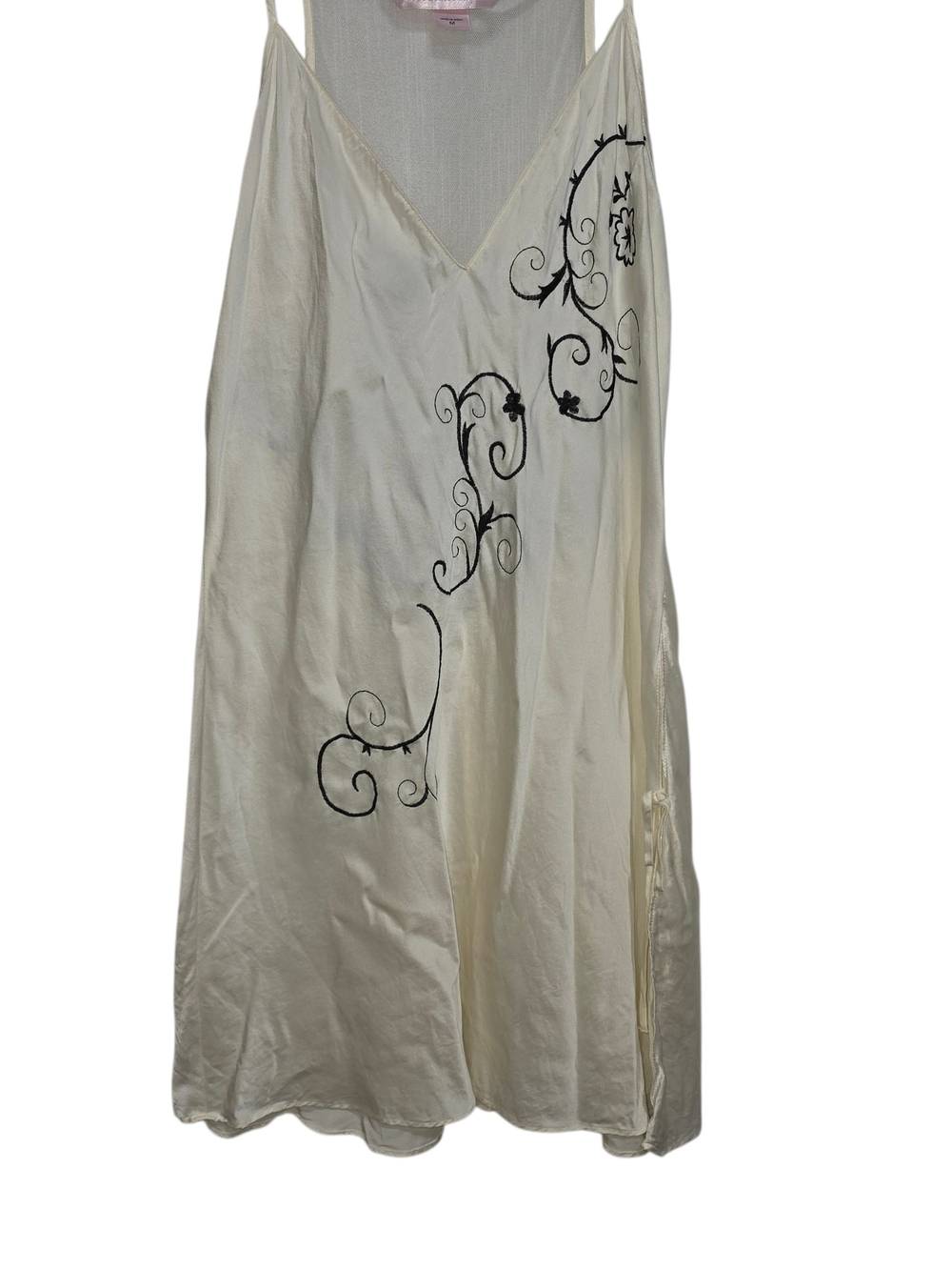 VTG Victoria’s Secret Y2K Ivory Silk Slip Dress Mesh Embroidered Fairycore M - Picture 2 of 11